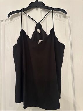 J. Crew Black Scalloped Neck Spaghetti Strap Cami